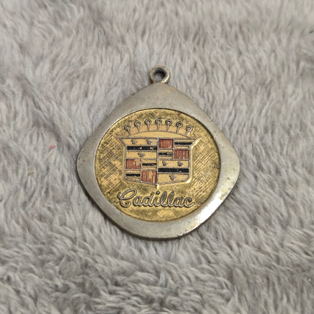 Vintage Cadillac Crest Pendant Gold Silver Tone Automotive Shield Logo Charm